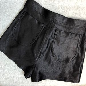 American Apparel Shiny Black Cheeky Shorts